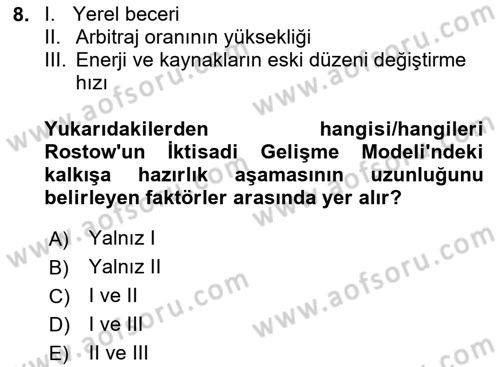 İktisadi Büyüme Dersi 2024 - 2025 Yılı (Vize) Ara Sınav Soruları 8. Soru
