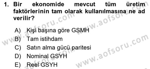 İktisadi Büyüme Dersi 2024 - 2025 Yılı (Final) Dönem Sonu Sınav Soruları 1. Soru