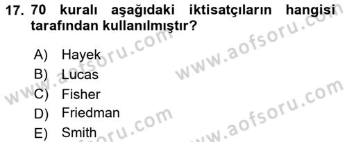 İktisadi Büyüme Dersi 2024 - 2025 Yılı (Final) Dönem Sonu Sınav Soruları 17. Soru