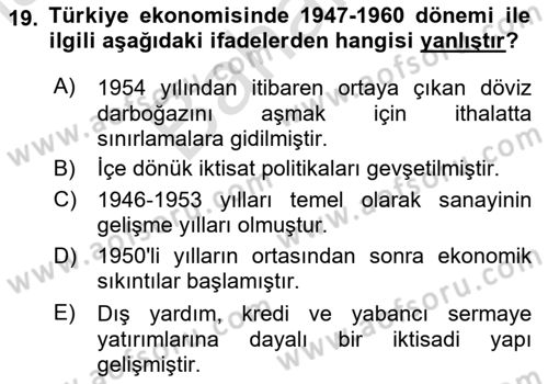 İktisadi Büyüme Dersi 2024 - 2025 Yılı (Final) Dönem Sonu Sınav Soruları 19. Soru