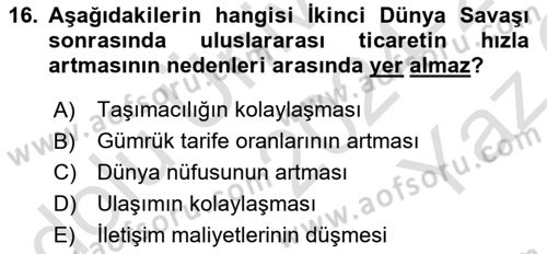 İktisadi Büyüme Dersi 2024 - 2025 Yılı Yaz Okulu Sınav Soruları 16. Soru
