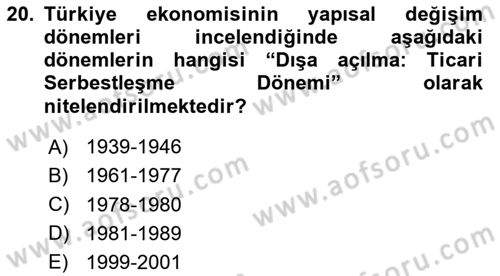 İktisadi Büyüme Dersi 2024 - 2025 Yılı Yaz Okulu Sınav Soruları 20. Soru