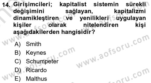 İktisadi Büyüme Dersi 2025 - 2026 Yılı (Vize) Ara Sınav Soruları 14. Soru