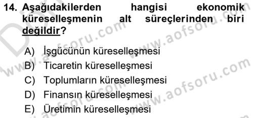 İktisadi Büyüme Dersi 2025 - 2026 Yılı (Final) Dönem Sonu Sınav Soruları 14. Soru