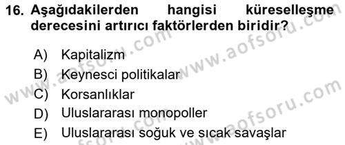 İktisadi Büyüme Dersi 2025 - 2026 Yılı (Final) Dönem Sonu Sınav Soruları 16. Soru