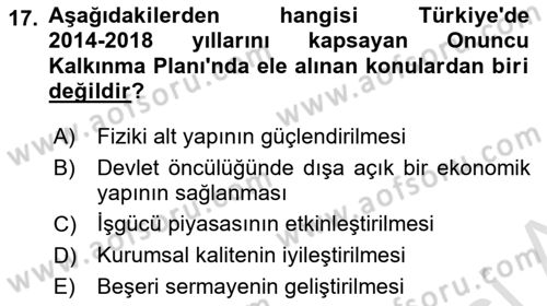 İktisadi Büyüme Dersi 2025 - 2026 Yılı (Final) Dönem Sonu Sınav Soruları 17. Soru