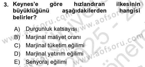İktisadi Büyüme Dersi 2025 - 2026 Yılı (Final) Dönem Sonu Sınav Soruları 3. Soru