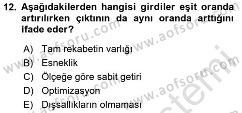 İktisadi Büyüme Dersi 2025 - 2026 Yılı Yaz Okulu Sınav Soruları 12. Soru