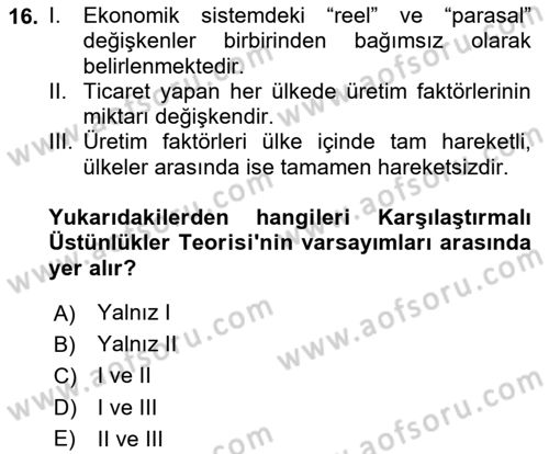 İktisadi Büyüme Dersi 2025 - 2026 Yılı Yaz Okulu Sınav Soruları 16. Soru