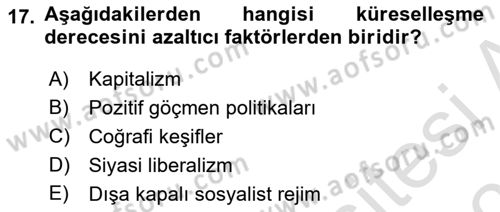 İktisadi Büyüme Dersi 2025 - 2026 Yılı Yaz Okulu Sınav Soruları 17. Soru