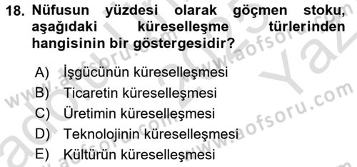 İktisadi Büyüme Dersi 2025 - 2026 Yılı Yaz Okulu Sınav Soruları 18. Soru