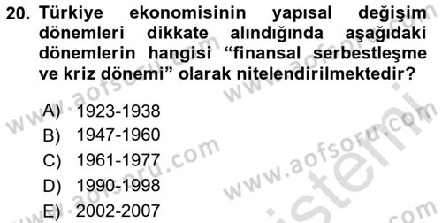 İktisadi Büyüme Dersi 2025 - 2026 Yılı Yaz Okulu Sınav Soruları 20. Soru
