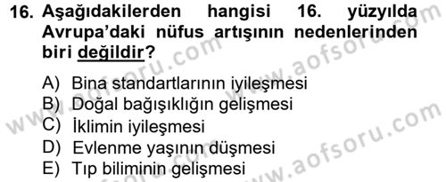 İktisat Tarihi Dersi 2012 - 2013 Yılı (Vize) Ara Sınav Soruları 16. Soru