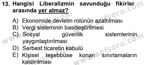 İktisat Tarihi Dersi 2012 - 2013 Yılı (Final) Dönem Sonu Sınav Soruları 13. Soru