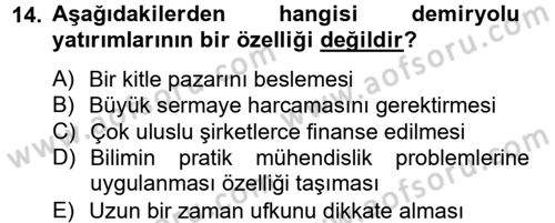 İktisat Tarihi Dersi 2012 - 2013 Yılı (Final) Dönem Sonu Sınav Soruları 14. Soru