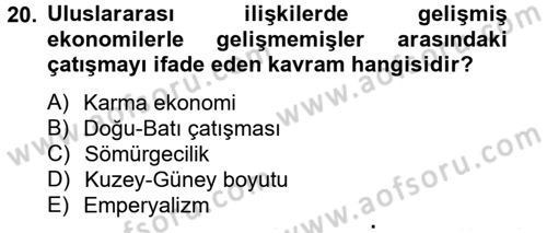 İktisat Tarihi Dersi 2012 - 2013 Yılı (Final) Dönem Sonu Sınav Soruları 20. Soru