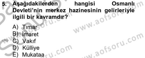 İktisat Tarihi Dersi 2012 - 2013 Yılı (Final) Dönem Sonu Sınav Soruları 5. Soru