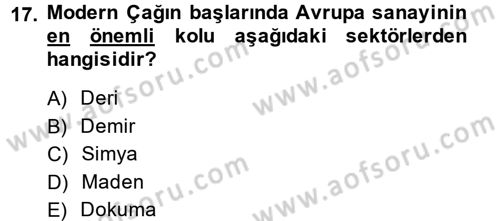 İktisat Tarihi Dersi 2013 - 2014 Yılı (Vize) Ara Sınav Soruları 17. Soru