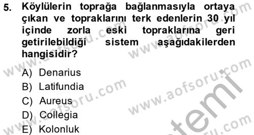 İktisat Tarihi Dersi 2013 - 2014 Yılı (Vize) Ara Sınav Soruları 5. Soru