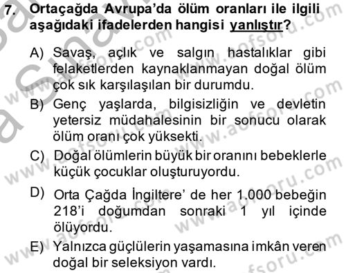 İktisat Tarihi Dersi 2013 - 2014 Yılı (Vize) Ara Sınav Soruları 7. Soru