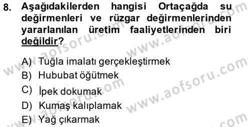 İktisat Tarihi Dersi 2013 - 2014 Yılı (Vize) Ara Sınav Soruları 8. Soru