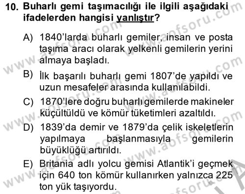 İktisat Tarihi Dersi 2013 - 2014 Yılı (Final) Dönem Sonu Sınav Soruları 10. Soru