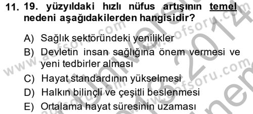 İktisat Tarihi Dersi 2013 - 2014 Yılı (Final) Dönem Sonu Sınav Soruları 11. Soru