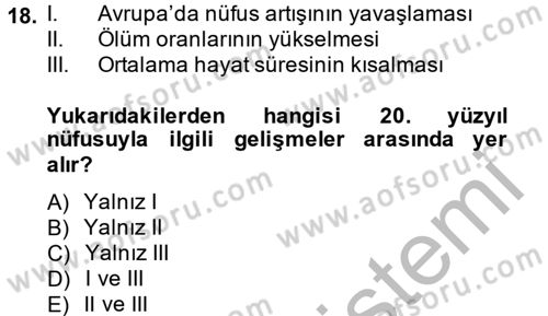 İktisat Tarihi Dersi 2013 - 2014 Yılı (Final) Dönem Sonu Sınav Soruları 18. Soru