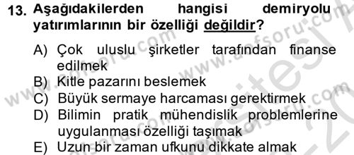 İktisat Tarihi Dersi 2013 - 2014 Yılı Tek Ders Sınav Soruları 13. Soru