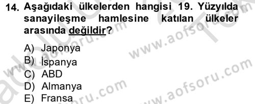 İktisat Tarihi Dersi 2013 - 2014 Yılı Tek Ders Sınav Soruları 14. Soru