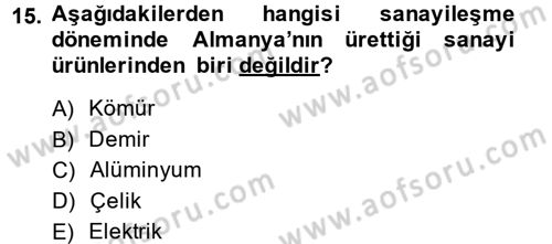 İktisat Tarihi Dersi 2013 - 2014 Yılı Tek Ders Sınav Soruları 15. Soru