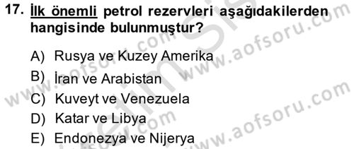 İktisat Tarihi Dersi 2013 - 2014 Yılı Tek Ders Sınav Soruları 17. Soru