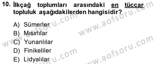 İktisat Tarihi Dersi 2014 - 2015 Yılı (Vize) Ara Sınav Soruları 10. Soru