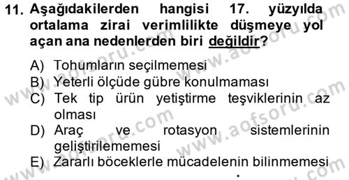 İktisat Tarihi Dersi 2014 - 2015 Yılı (Vize) Ara Sınav Soruları 11. Soru