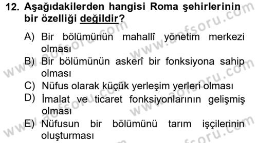 İktisat Tarihi Dersi 2014 - 2015 Yılı (Vize) Ara Sınav Soruları 12. Soru