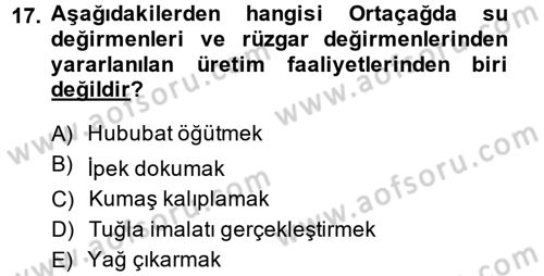 İktisat Tarihi Dersi 2014 - 2015 Yılı (Vize) Ara Sınav Soruları 17. Soru