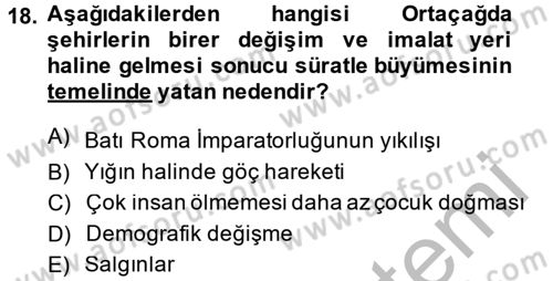 İktisat Tarihi Dersi 2014 - 2015 Yılı (Vize) Ara Sınav Soruları 18. Soru