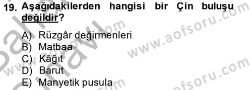 İktisat Tarihi Dersi 2014 - 2015 Yılı (Vize) Ara Sınav Soruları 19. Soru