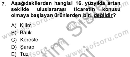İktisat Tarihi Dersi 2014 - 2015 Yılı (Vize) Ara Sınav Soruları 7. Soru