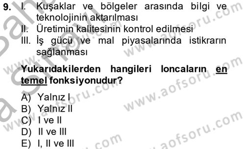 İktisat Tarihi Dersi 2014 - 2015 Yılı (Vize) Ara Sınav Soruları 9. Soru