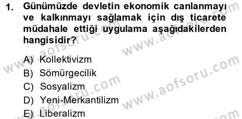 İktisat Tarihi Dersi 2014 - 2015 Yılı (Final) Dönem Sonu Sınav Soruları 1. Soru
