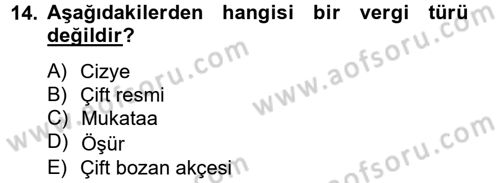 İktisat Tarihi Dersi 2014 - 2015 Yılı (Final) Dönem Sonu Sınav Soruları 14. Soru