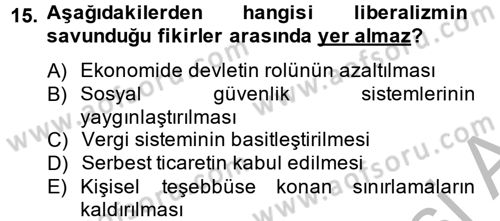 İktisat Tarihi Dersi 2014 - 2015 Yılı (Final) Dönem Sonu Sınav Soruları 15. Soru