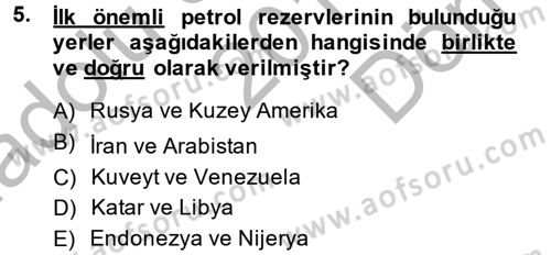 İktisat Tarihi Dersi 2014 - 2015 Yılı (Final) Dönem Sonu Sınav Soruları 5. Soru