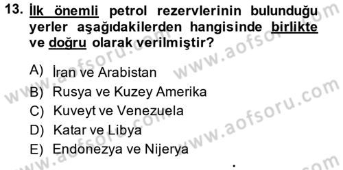 İktisat Tarihi Dersi 2014 - 2015 Yılı Tek Ders Sınav Soruları 13. Soru
