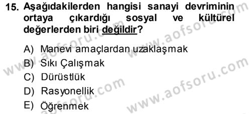 İktisat Tarihi Dersi 2014 - 2015 Yılı Tek Ders Sınav Soruları 15. Soru