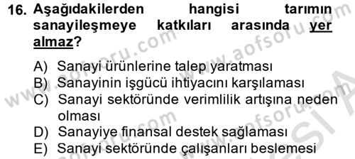 İktisat Tarihi Dersi 2014 - 2015 Yılı Tek Ders Sınav Soruları 16. Soru