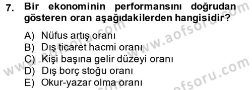 İktisat Tarihi Dersi 2014 - 2015 Yılı Tek Ders Sınav Soruları 7. Soru