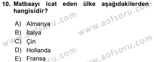 İktisat Tarihi Dersi 2015 - 2016 Yılı (Vize) Ara Sınav Soruları 10. Soru