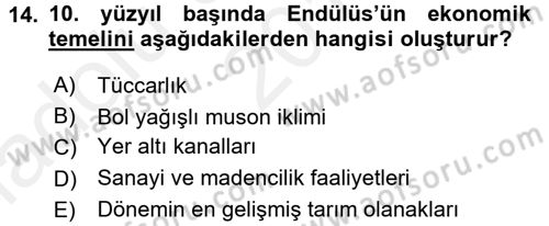 İktisat Tarihi Dersi 2015 - 2016 Yılı (Vize) Ara Sınav Soruları 14. Soru